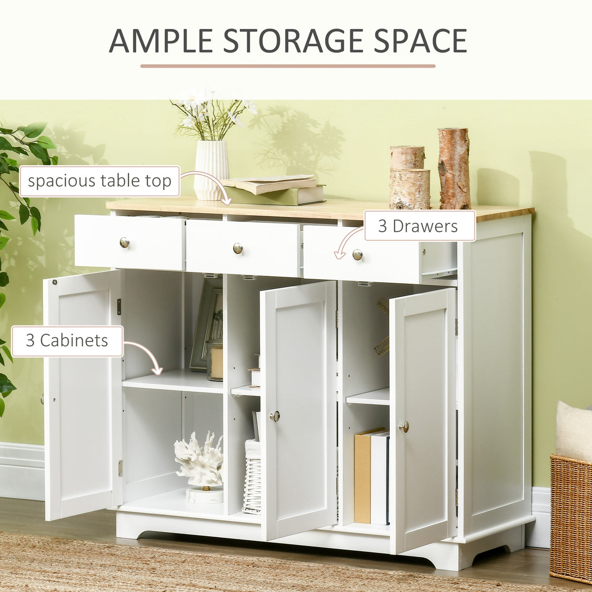 Modern Sideboard with Storage Drawers and Adjustable Shelves