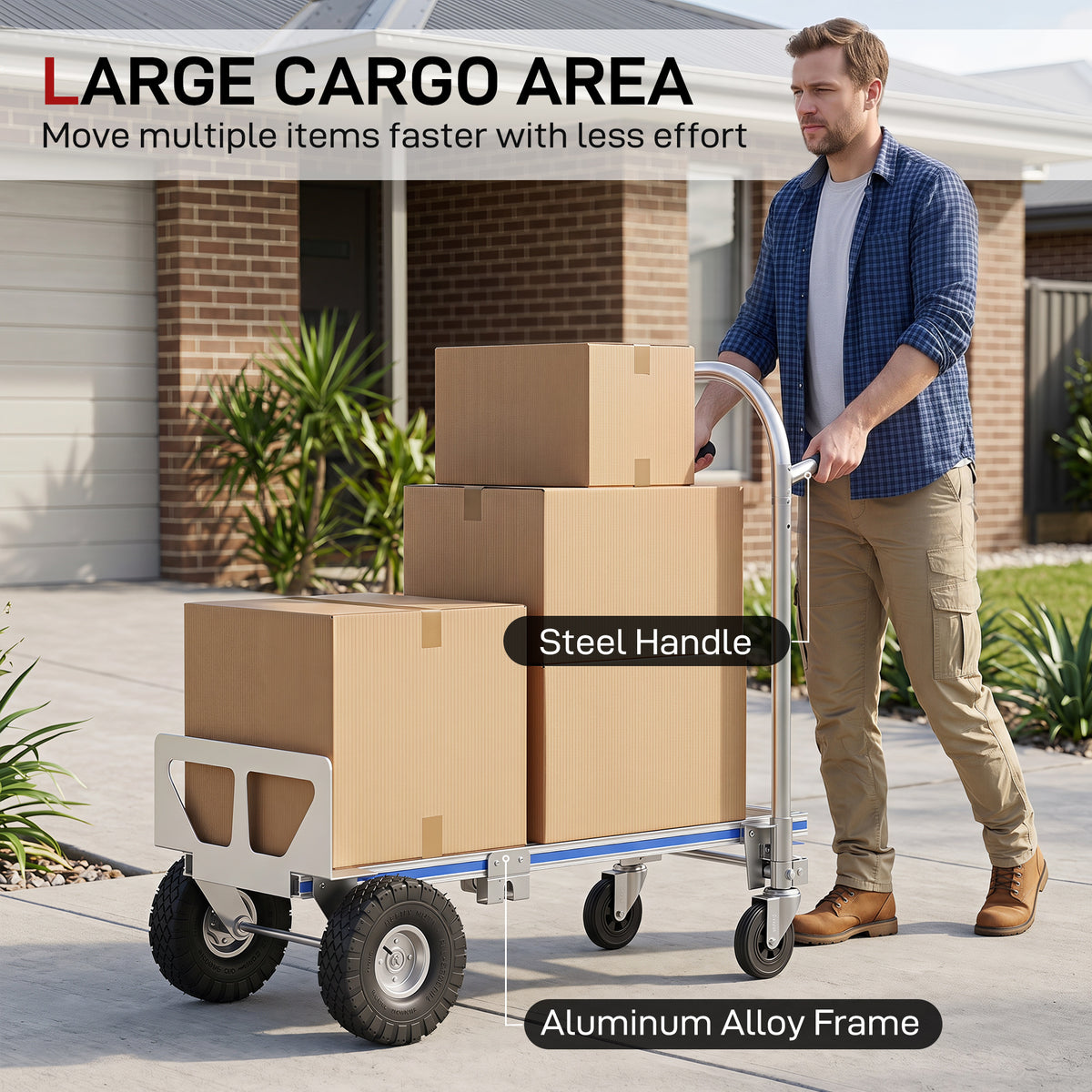 Carro de transporte plegable 2 en 1 de aluminio