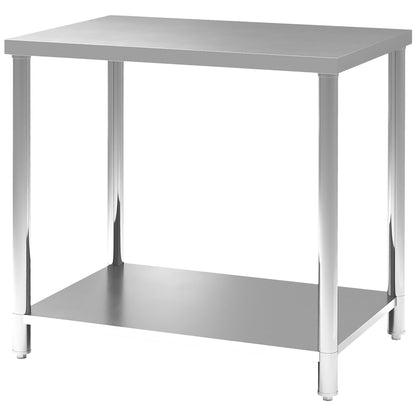 Heavy-duty stainless steel workbench with shelf