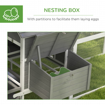 Wooden chicken coop with run and nesting box