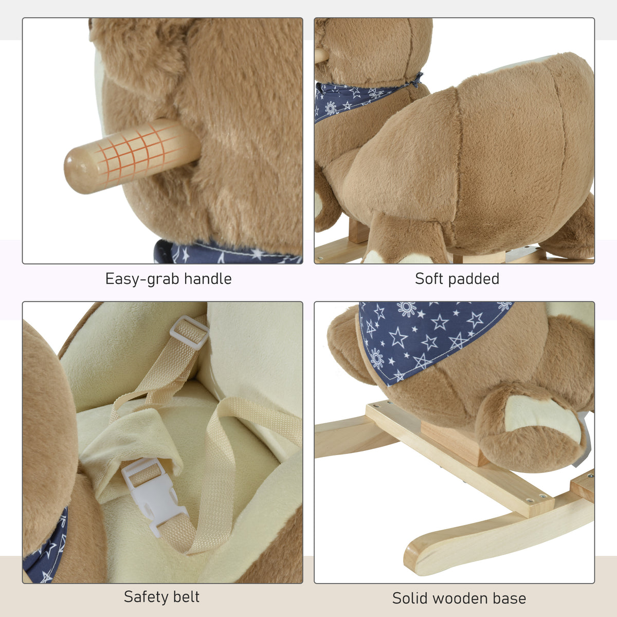 Baby plush bear rocking horse with sound