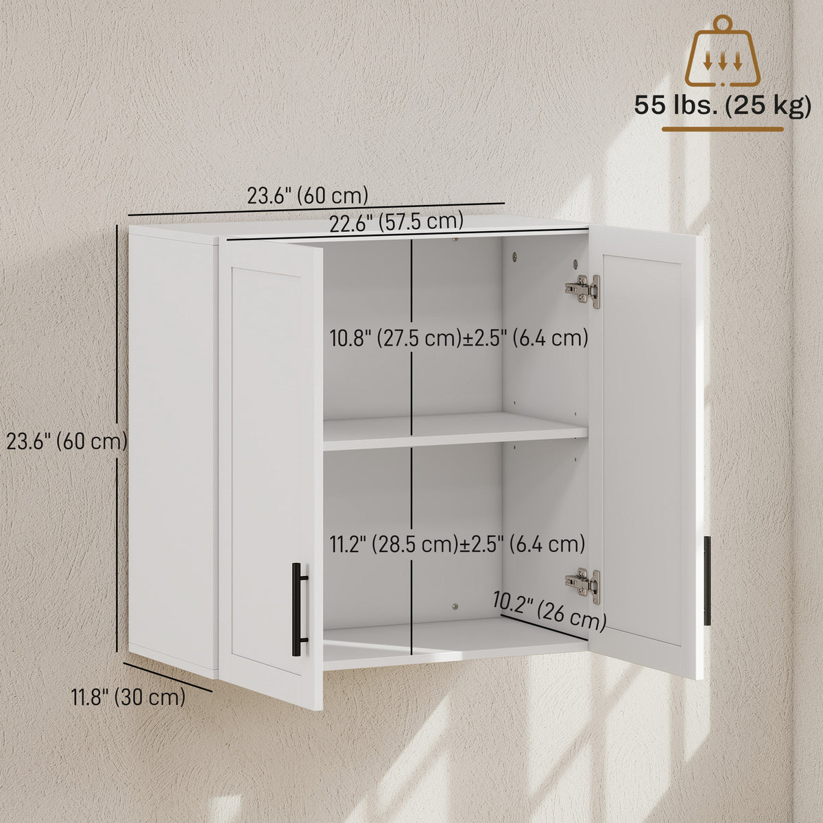Wall-Mounted Bathroom Cabinet 2-Door — white