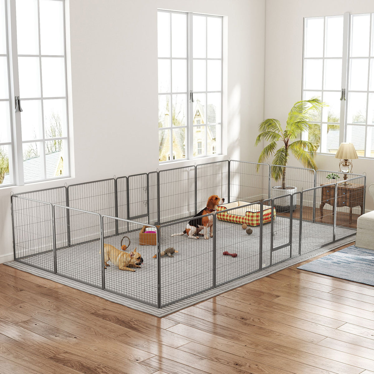 Heavy-duty modular steel dog playpen