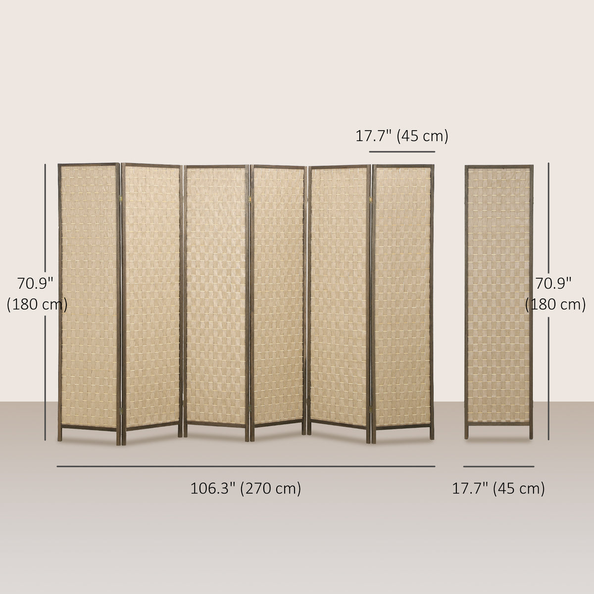 6-Panel Hand-Woven Room Divider Screen