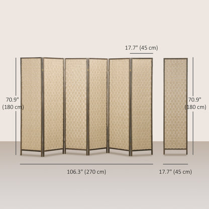 6-Panel Hand-Woven Room Divider Screen