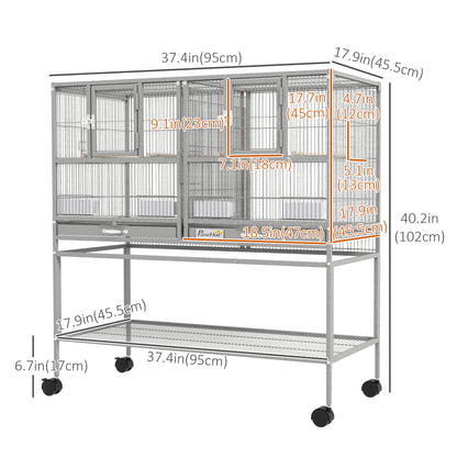 Large double rolling metal bird cage