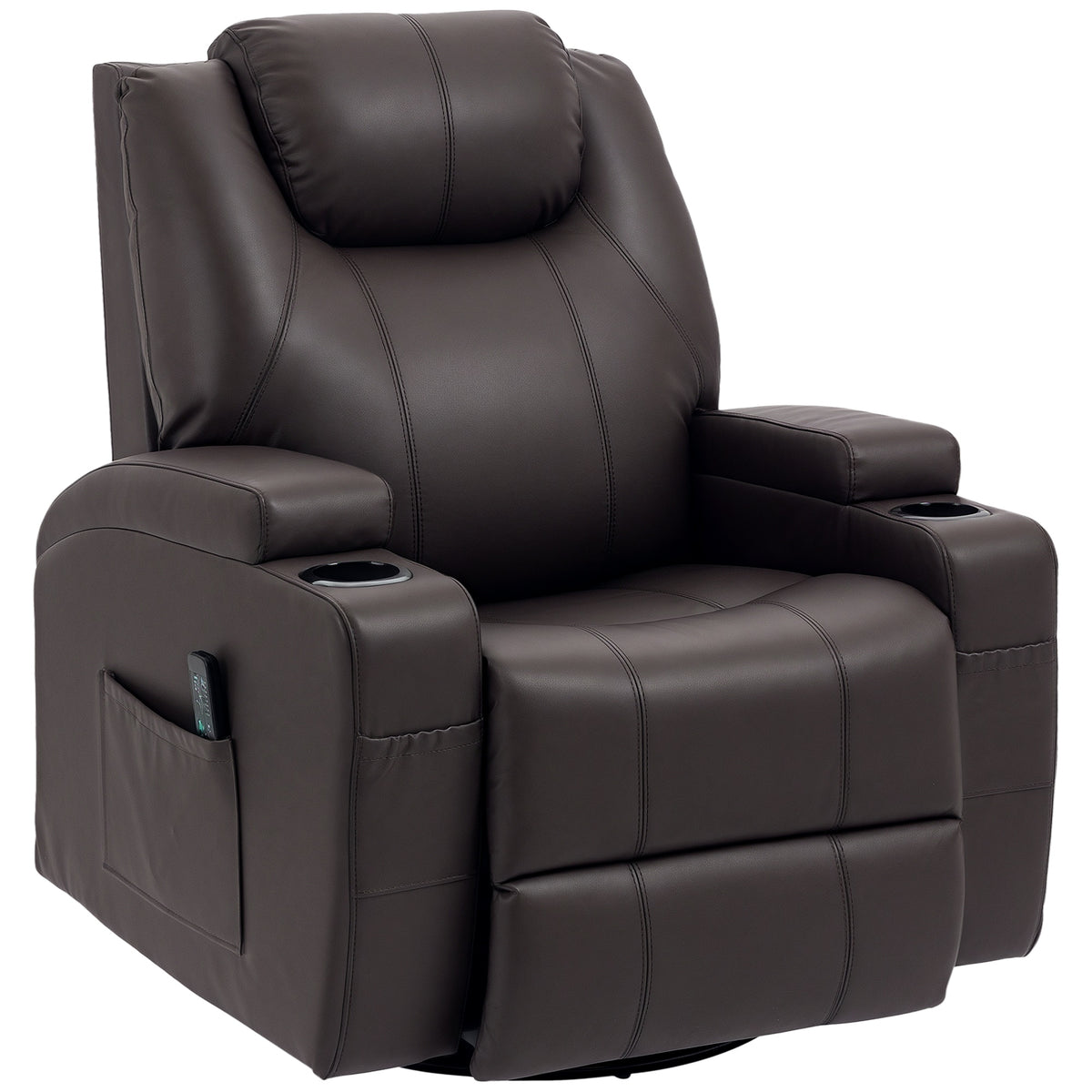 Swivel massage reclining armchair in faux leather