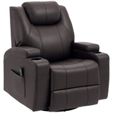 Swivel massage reclining armchair in faux leather