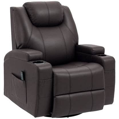 Swivel massage reclining armchair in faux leather