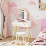 Kids Vanity Set with LED Mirror and Stool