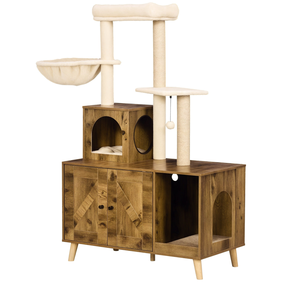 Litter Box Enclosure with Cat Tree Tower