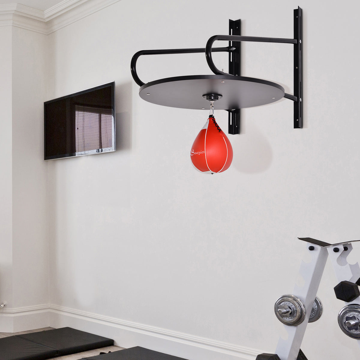 Wall-mounted speed bag boxing platform adjustable height