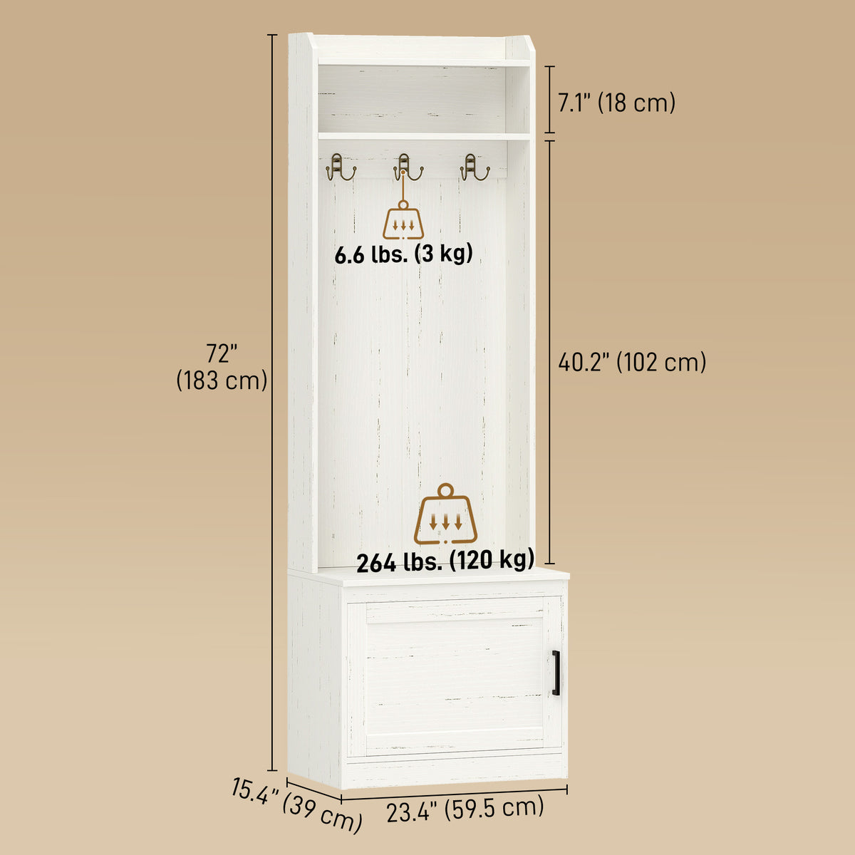 Mueble de entrada moderno con zapatero y percheros