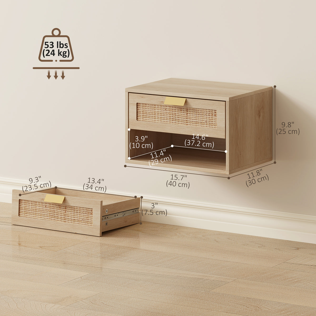 Floating bedside table wall-mounted nightstand — Set of 2