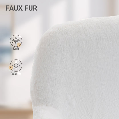 Swivel office chair in faux rabbit fur
