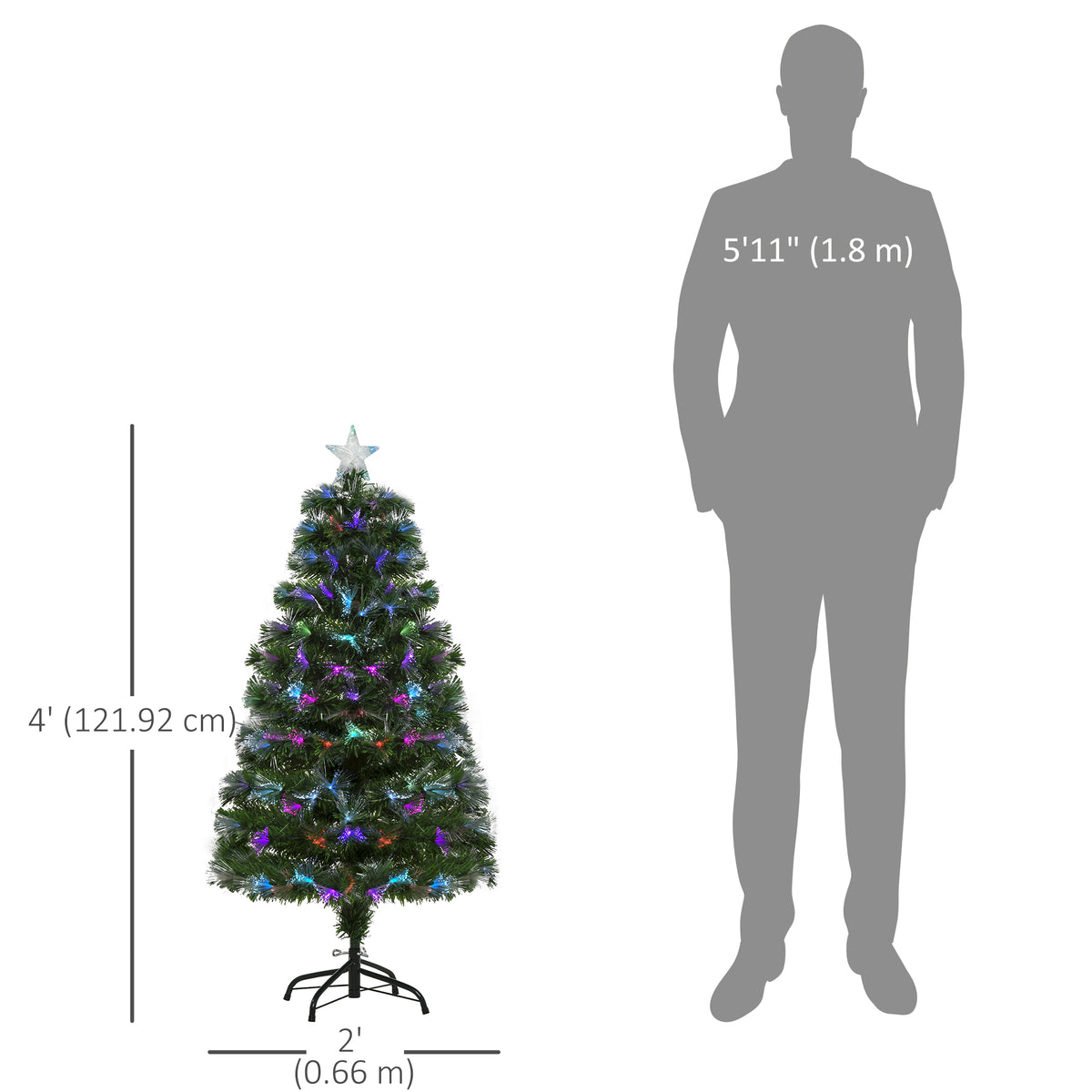 Árbol de Navidad artificial de fibra óptica preiluminado