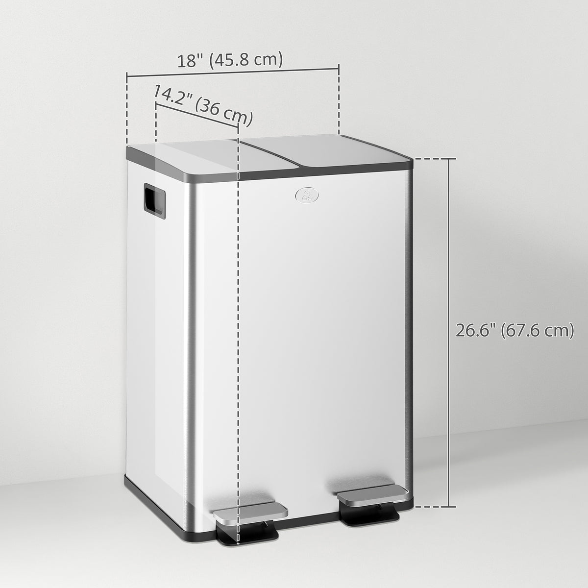 Dual Garbage Bin with Foot Pedal 2 x 28 Litre
