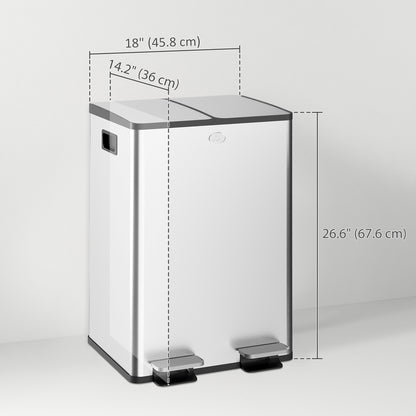 Dual Garbage Bin with Foot Pedal 2 x 28 Litre