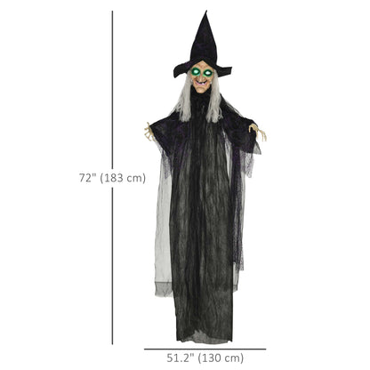 Life-Size Witch 6 ft Light-Up Eyes Halloween Prop — Black