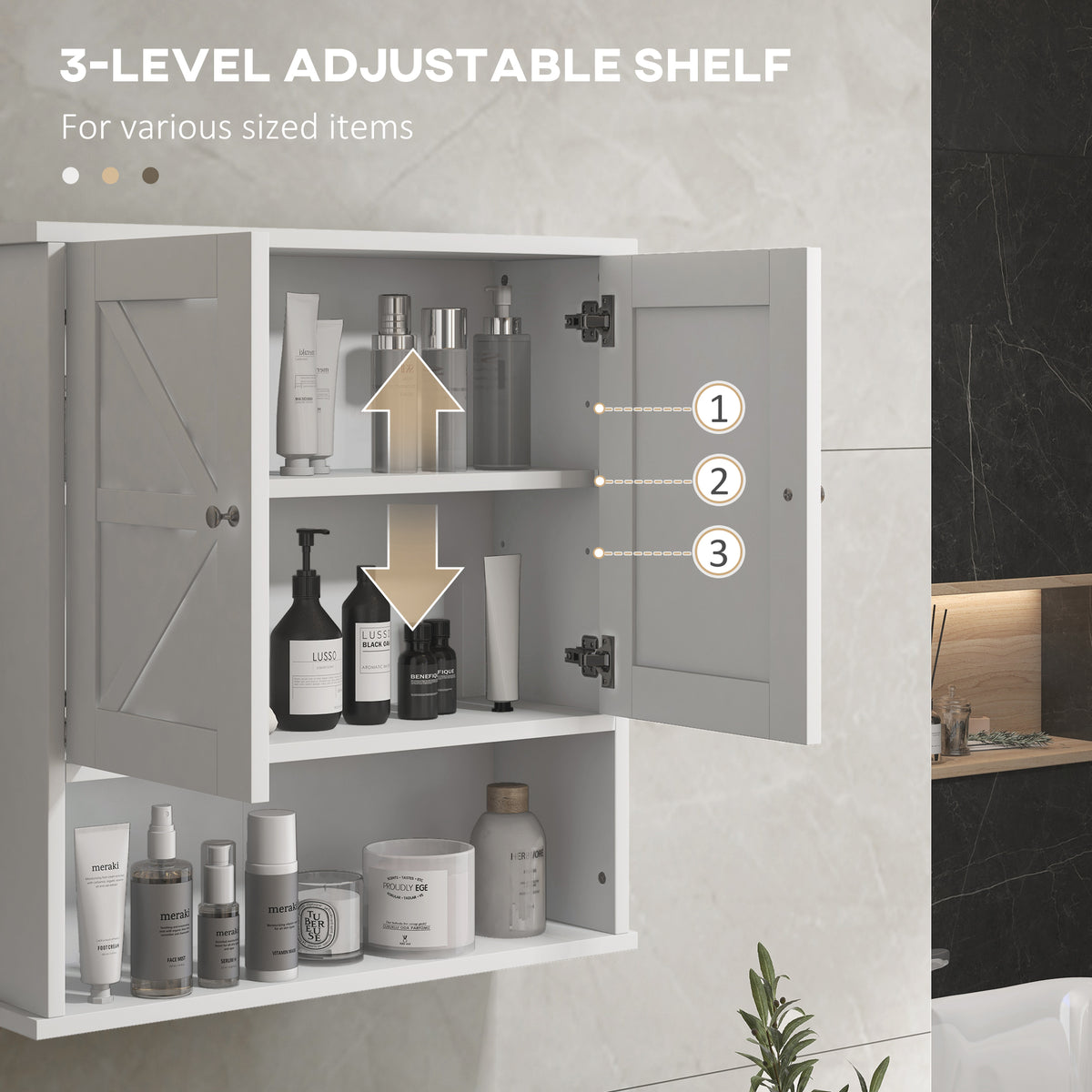 Wall Medicine Cabinet with Barn Doors Adjustable Shelf