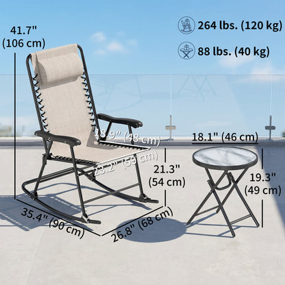 3-Piece Patio Rocking Chair Set with Bistro Table