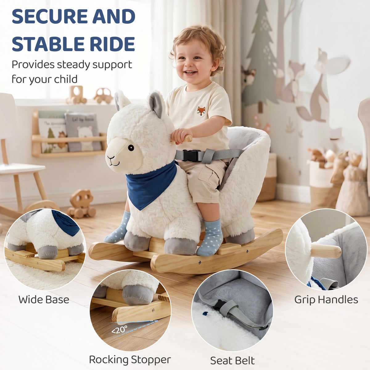 Plush Alpaca Rocking Horse for Babies