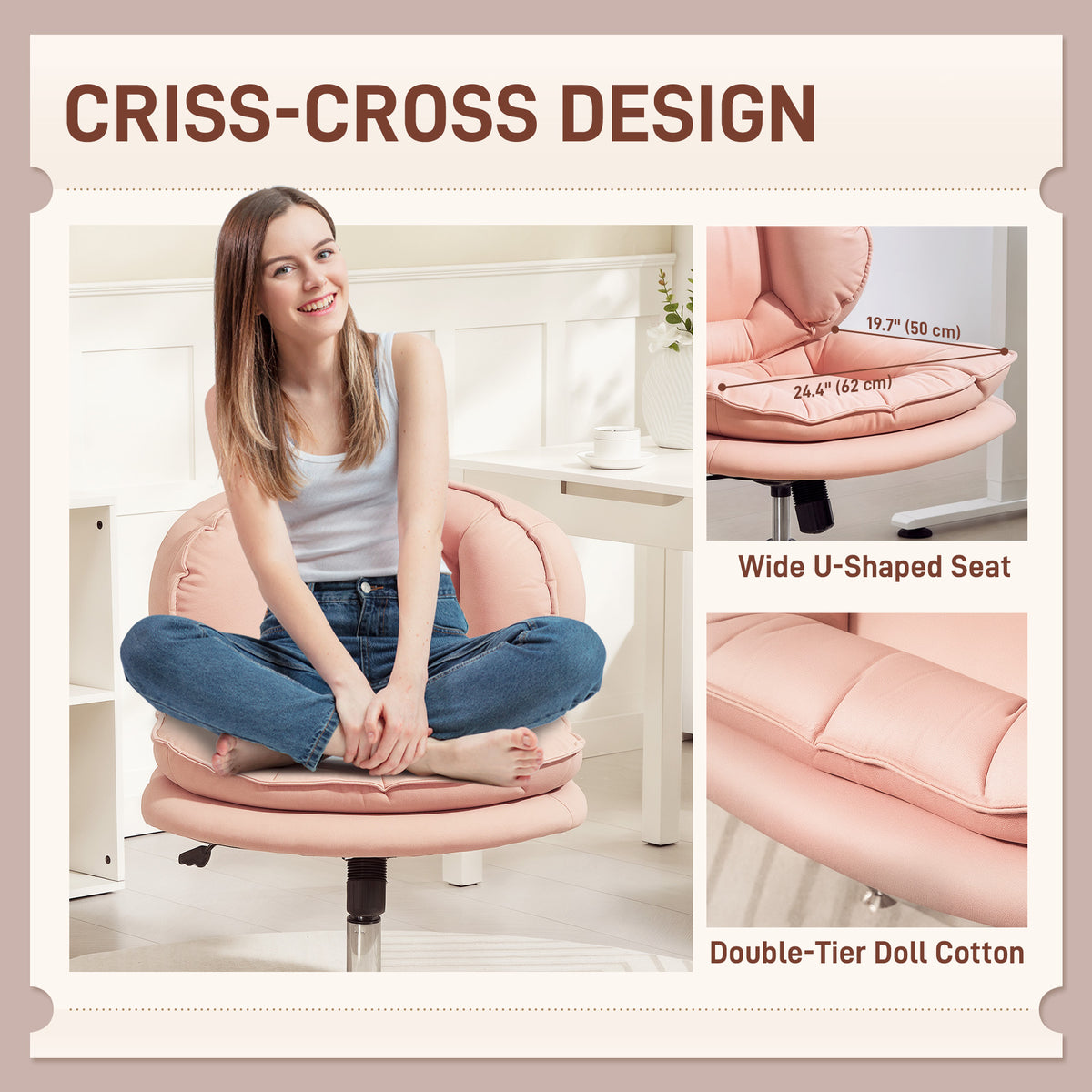 Swivel wide office chair without arms leathaire