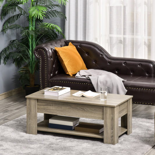 Lift Top Coffee Table with Hidden Storage and Open Shelf