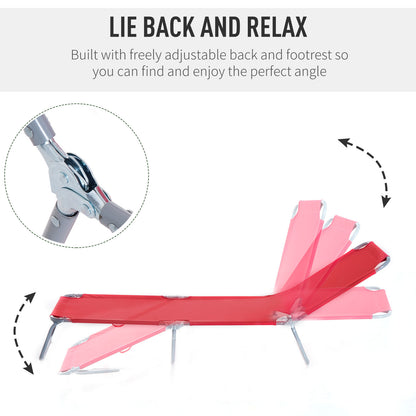 Folding Outdoor Lounge Chair with Adjustable Backrest