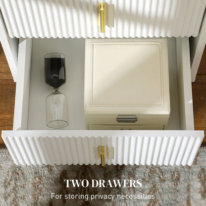 Modern Nightstand 2 Drawers with Golden Metal Legs
