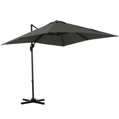 Sombrilla excentrada cuadrada de 245 cm con rotación de 360 grados