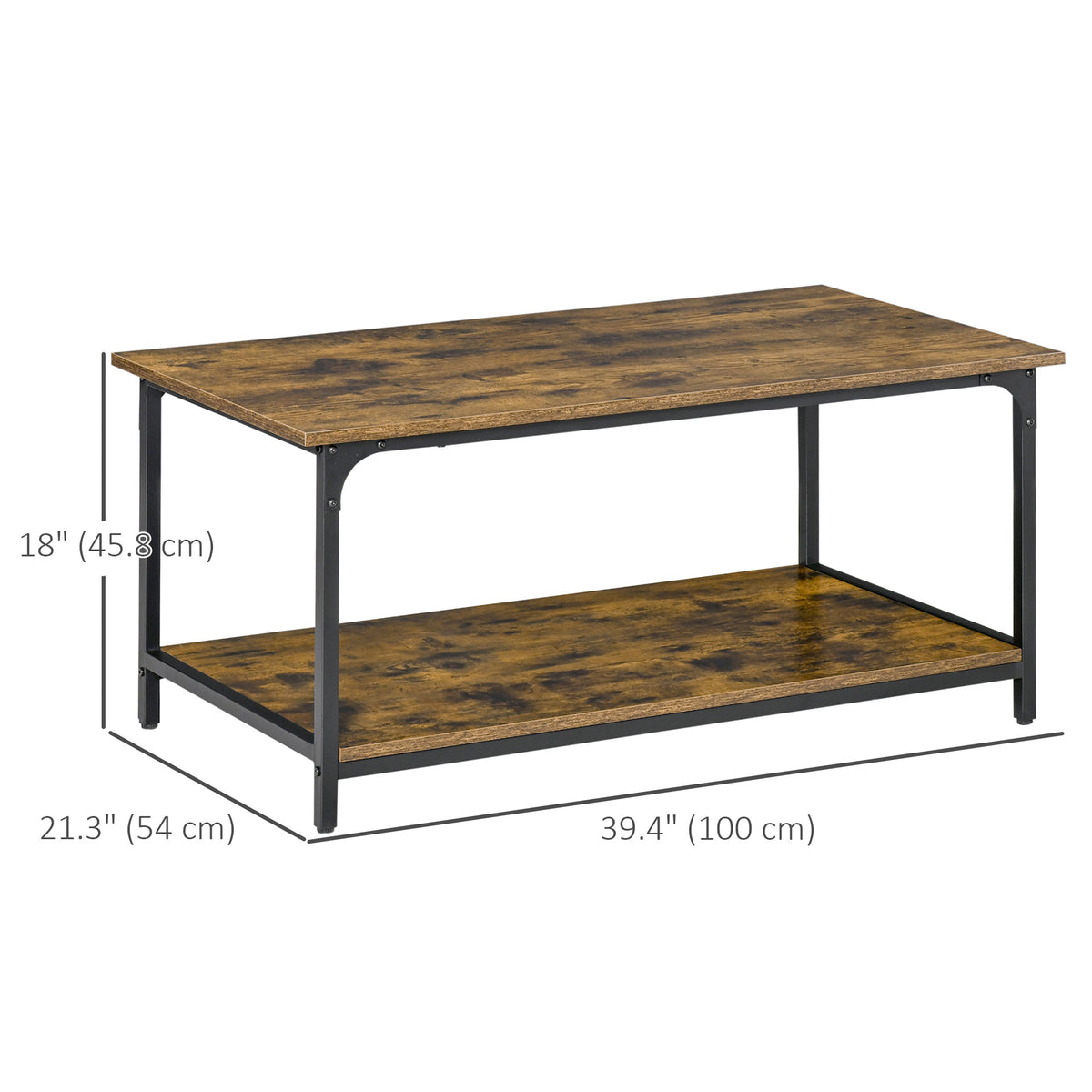 Mesa de centro industrial con estante de almacenamiento