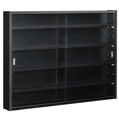 5-Shelf Wall Display Cabinet with 2 Glass Doors