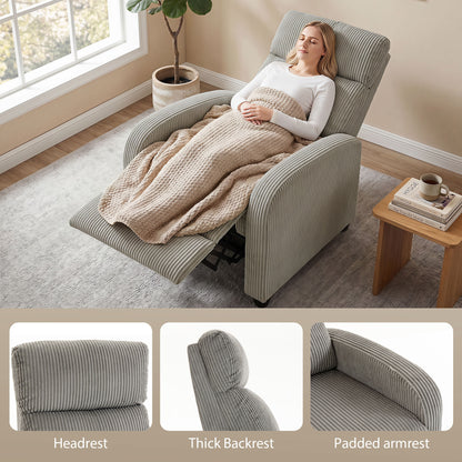 Manual Push-Back Recliner Chair in Corduroy