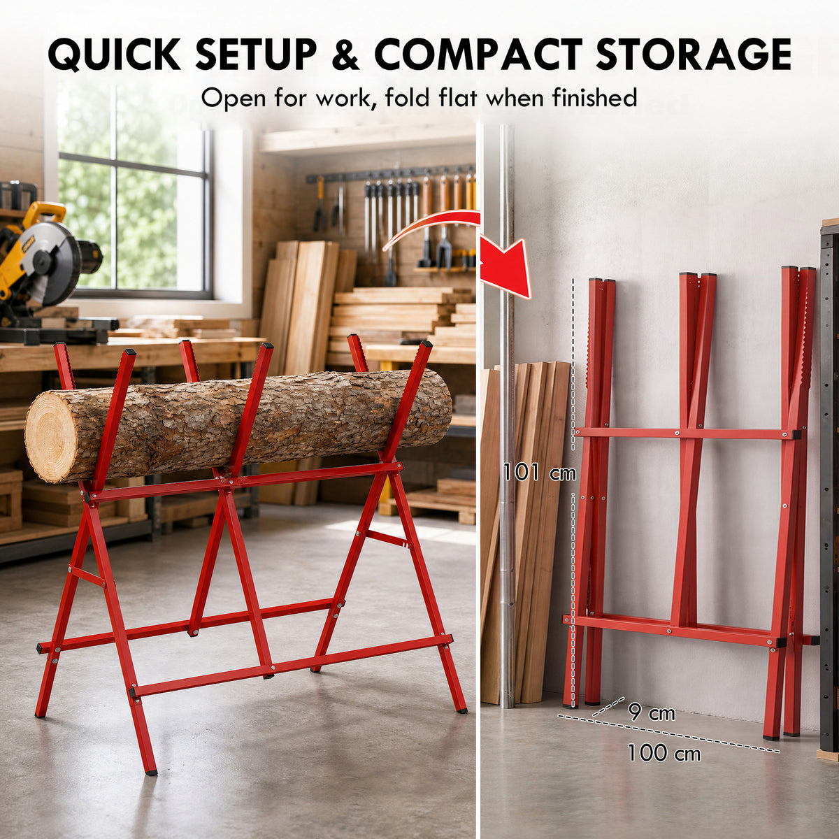Foldable Heavy Duty Adjustable Metal Sawhorse
