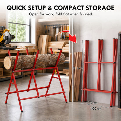 Foldable Heavy Duty Adjustable Metal Sawhorse