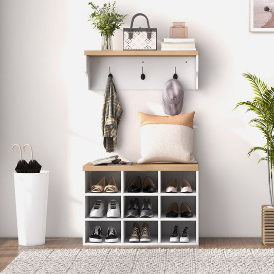Mueble de entrada 2 en 1 con banco y ganchos