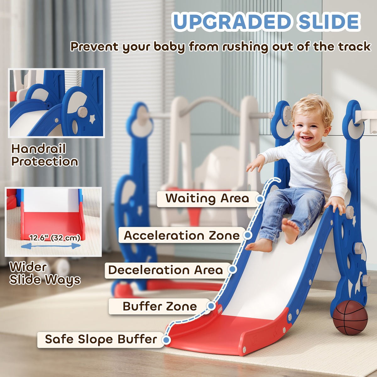 8-in-1 toddler slide and swing set