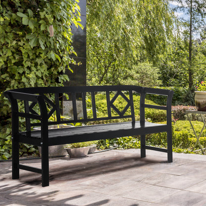 Wooden Garden Bench 3-Person — Diamond Pattern