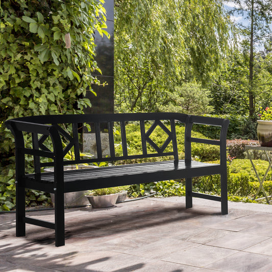 Wooden Garden Bench 3-Person — Diamond Pattern