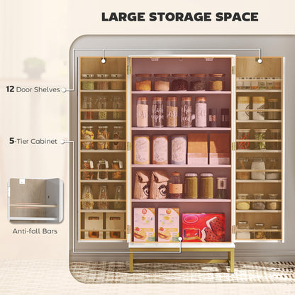 Freestanding Kitchen Pantry Cabinet 5 Adjustable Shelves