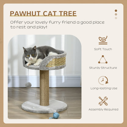 Cat Tree with Scratching Post Toy Ball Perch — Grey