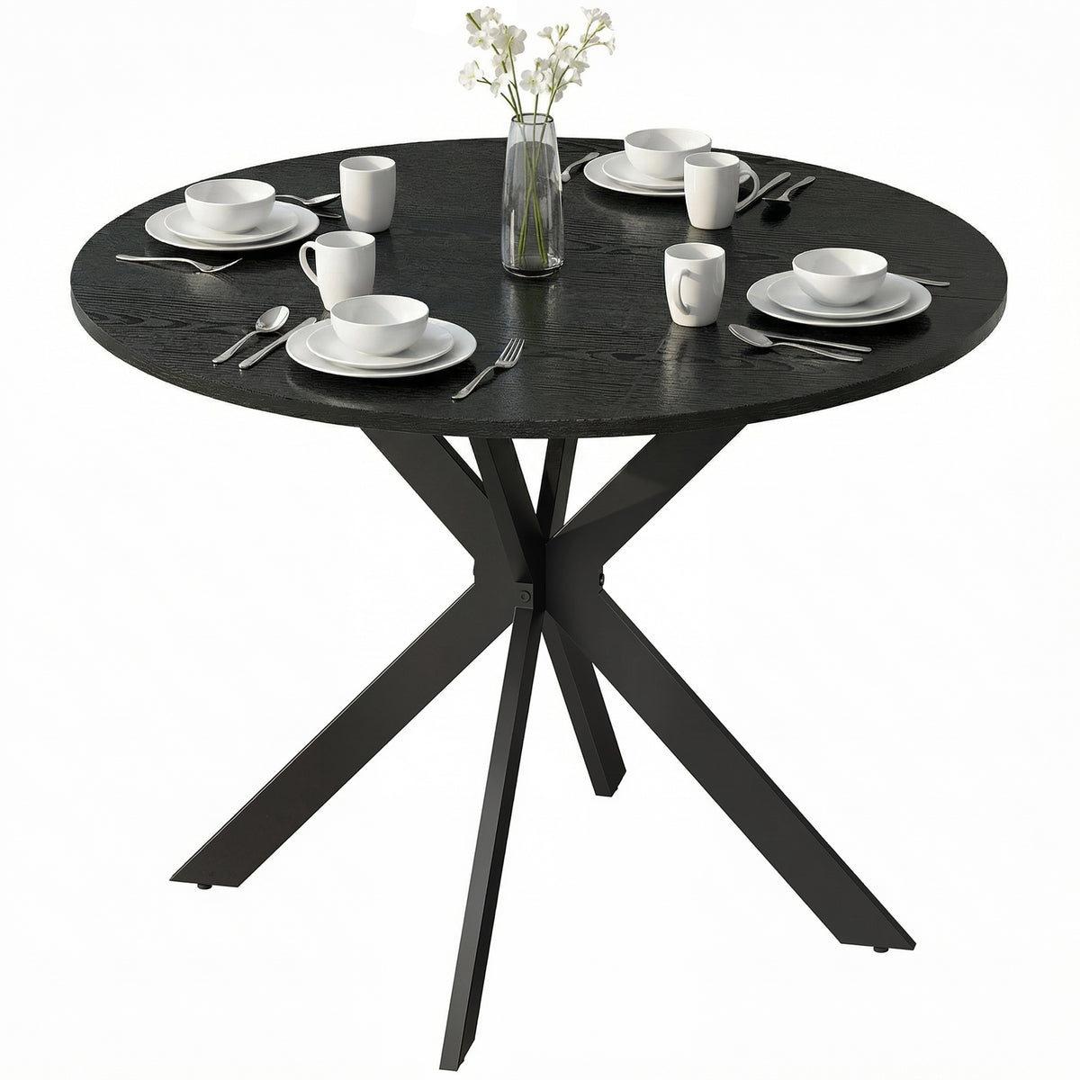Contemporary 100 cm Round Wood Dining Table