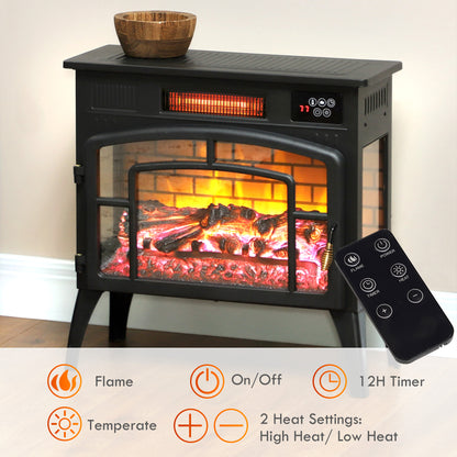 Chimenea eléctrica infrarroja con llamas 3D realistas de 1500 W