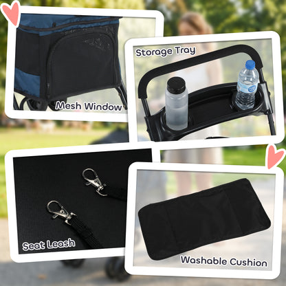 Foldable four-wheel pet stroller — Dark