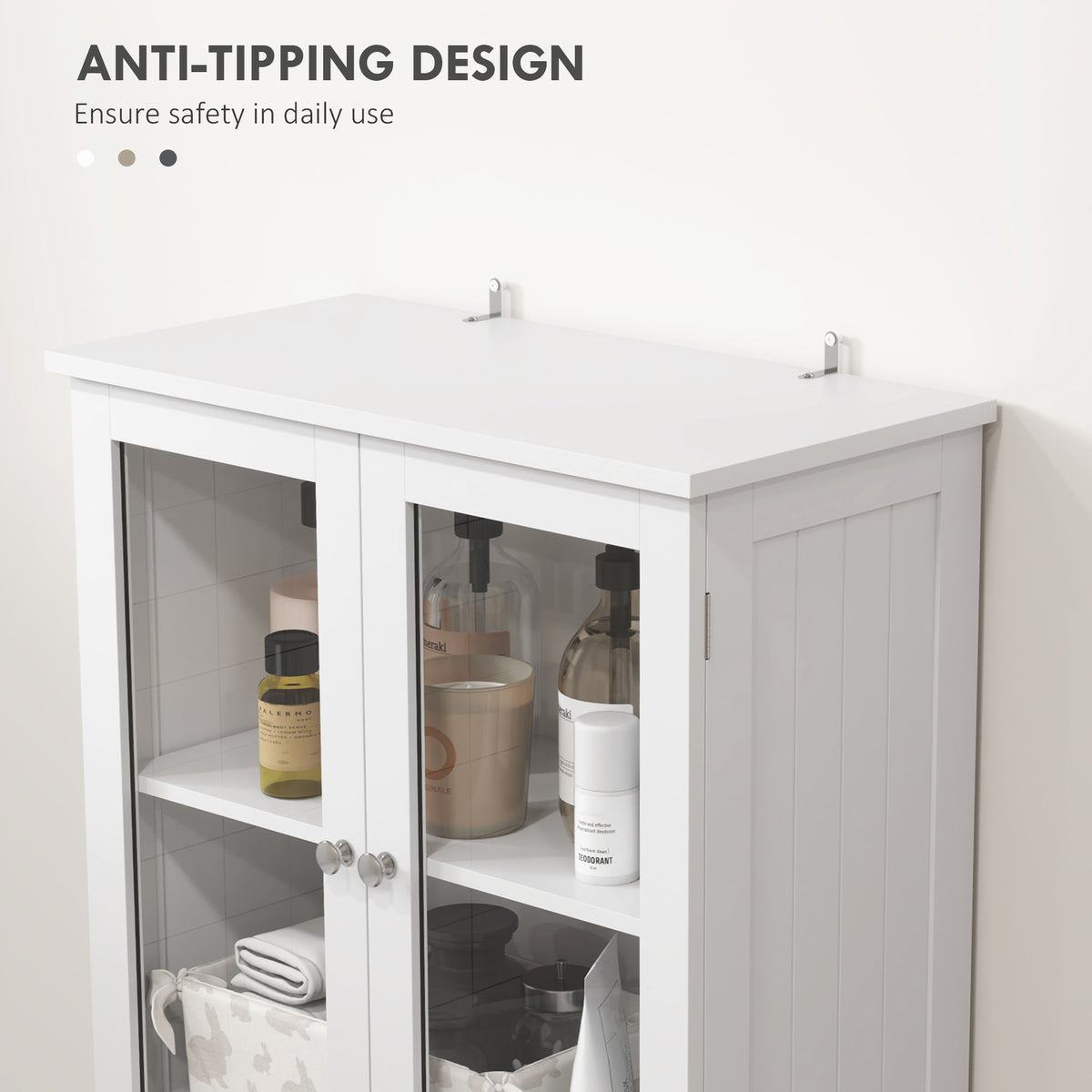 Tall freestanding bathroom storage cabinet adjustable shelves