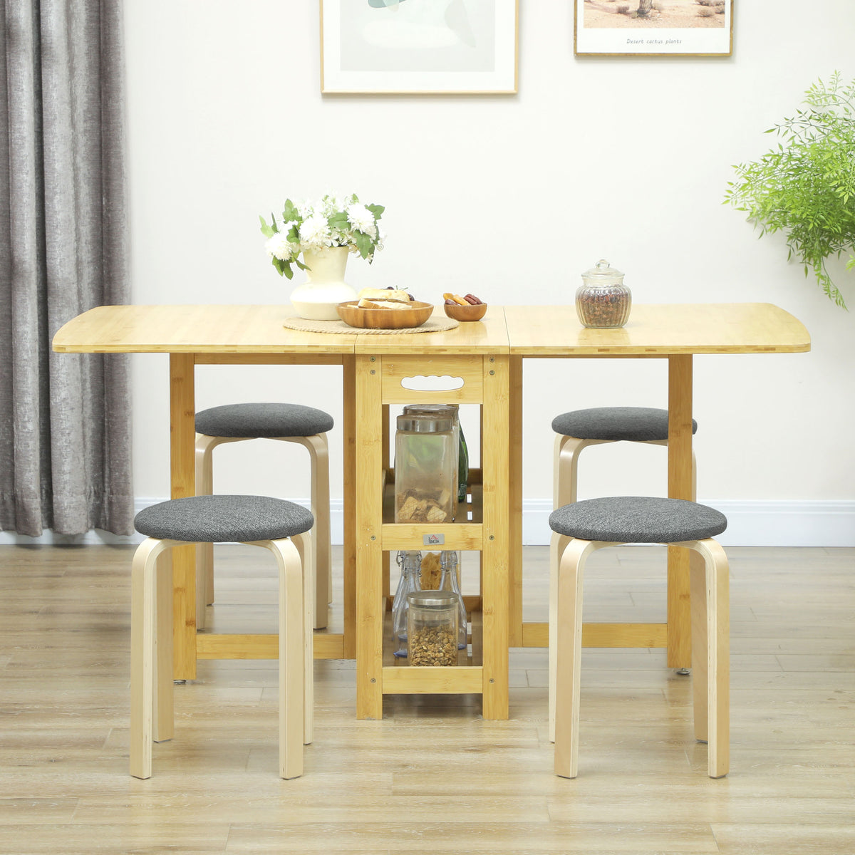 Stackable Wood Kitchen Stools Set of 4