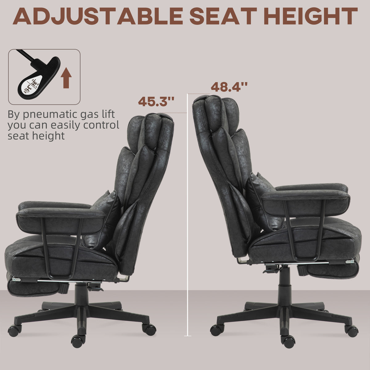 Silla de oficina ergonómica de gran tamaño con reposapiés
