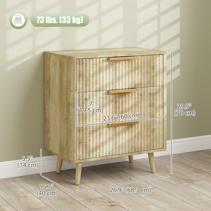 Modern 3 Drawer Fluted Chest of Drawers