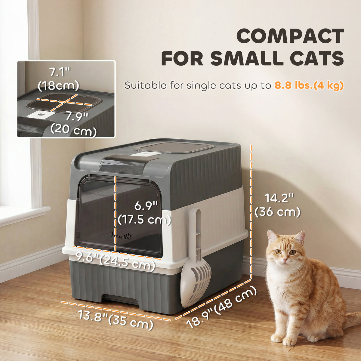 Enclosed Cat Litter Box with Lid and Drawer